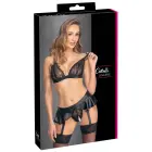 Cottelli LINGERIE mežģīņu krūštura un zeķturu komplekts – melns – S — Foto 1
