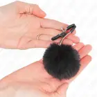 KINK регулируемые зажимы для сосков с помпонами из искусственного меха – чёрные 6см — Фото 3