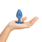 Smooth Silicone Anal Plug – L – 8.9 cm (3.5″) – Metallic Blue — Photo 3