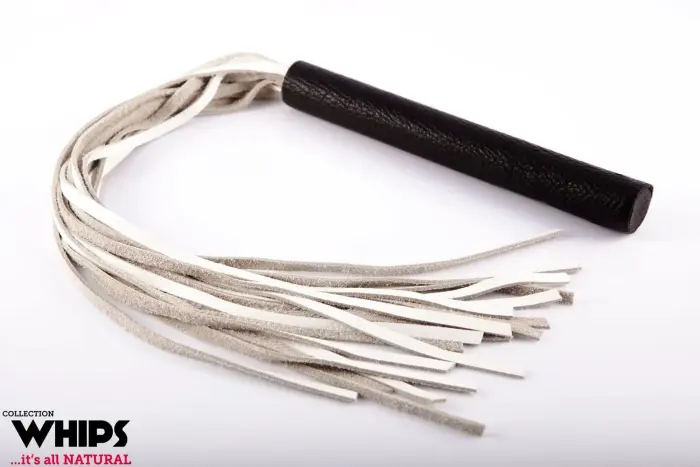WHIPS naturaalsest nahast piits – valge – 80 cm
