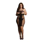 Ceļgala garuma mežģīņu un tīkliņa kleita – Plus size Foto 13
