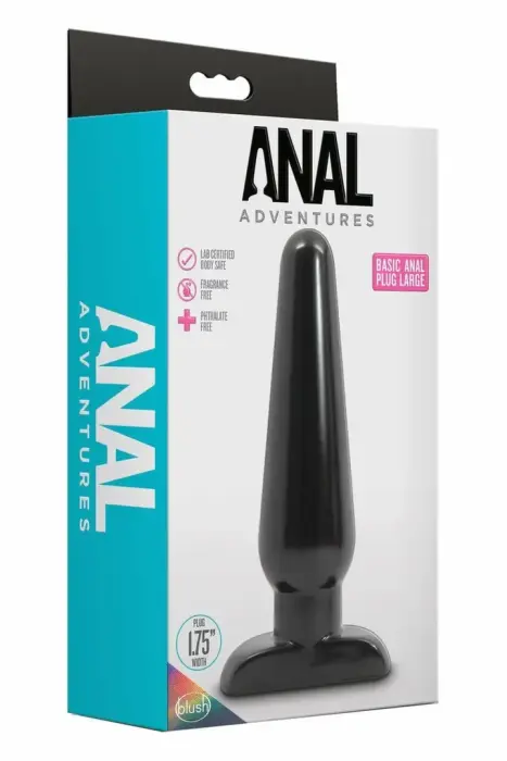 Anal Adventures Basic – koonusjas PVC anaalpistik – suur – must – 16,5 cm