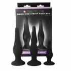 Pretty Love silicone initiation kit – 3 anal plugs with suction cup – black — Photo 2