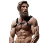 Fetish Submissive Attitude – men's eco-leather chest harness with studs – black – one size — Photo 4
