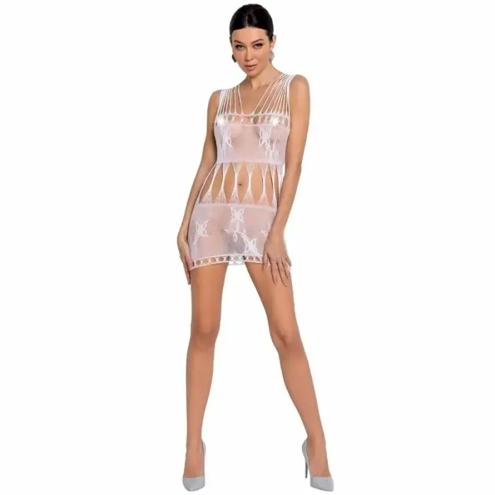 Passion BS090 белое сетчатое боди мини-платье – One size
