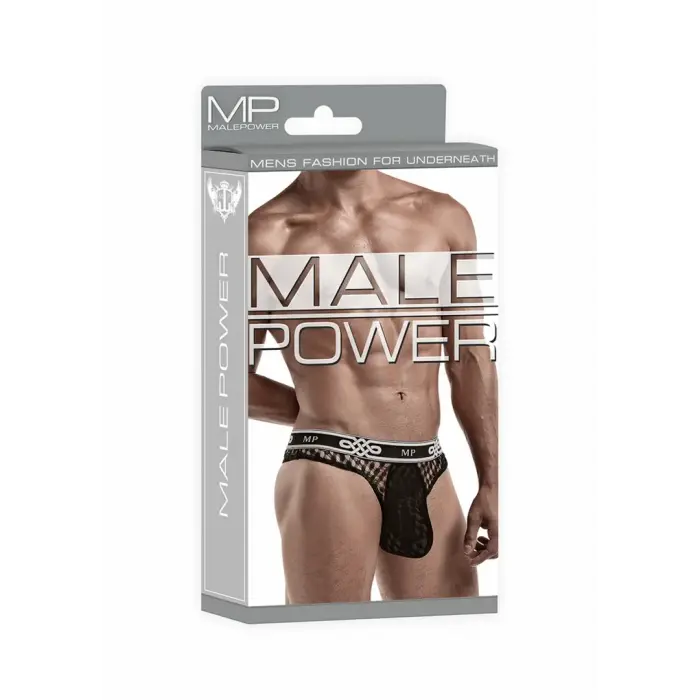 Male Power Lo Rise Thong – S/M – Black