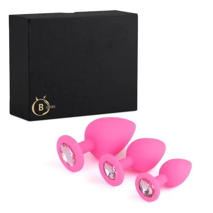 Jewellery Anal Plug Set (3-Piece) – 9.3 cm – Pink