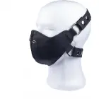 Red Leather Face Mask with Zip – Black — Photo 2