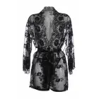 Christine Graceful – mežģīņu kimono halāts ar jostu un tangu – melns – 2X/3X — Foto 7