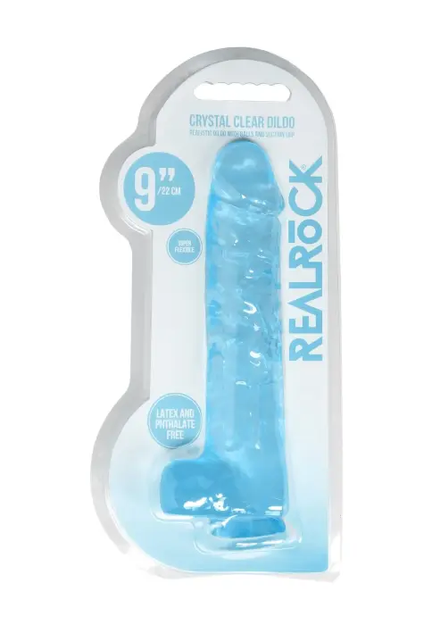 REALROCK Crystal Clear Realistic Dildo with Balls – 9" / 25 cm – piesūceknis