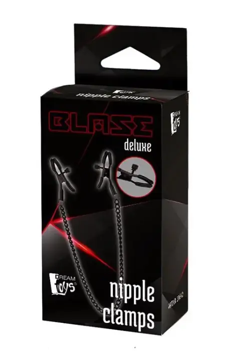 BLAZE DELUXE Metal Nipple Clamps with Chain – Black