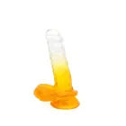 Kiotos Cox krāsains dildo ar piesūcekni – 18 cm (7″) – caurspīdīgi dzeltens — Foto 3