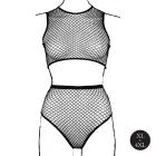 2 Pc Crop Top and Pantie Set with Fishnet Structure – Black – XL-4XL — Photo 8