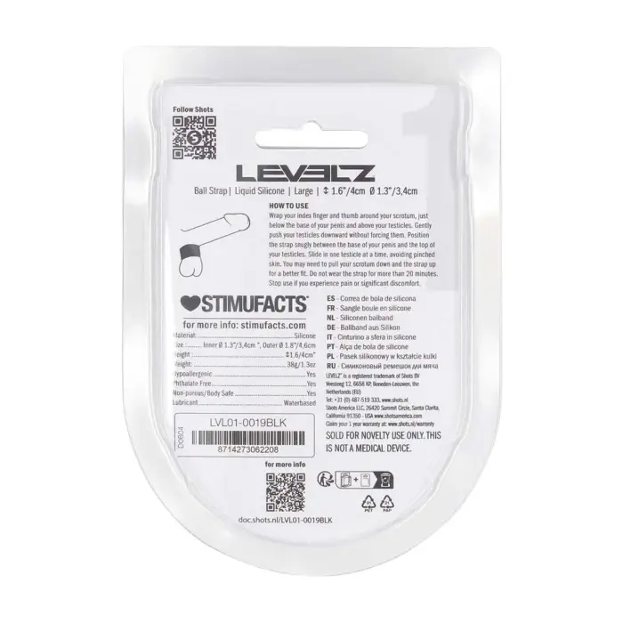 LEVELZ Šķidrā silikona sēklinieku siksna – L – 34 mm – melns Foto 3