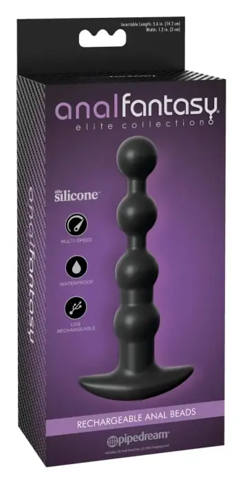 AFE Intimate silikona anālo bumbiņu sistēma, uzlādējama – 17 cm (6.7″) – melns