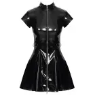 Black Level Lack Kleid ausgestellt – виниловое мини-платье с расклешённой юбкой – чёрное – Размер: XL — Фото 6