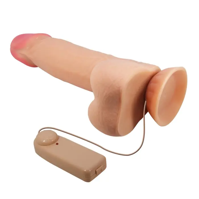 BAILE Sliding Skin reālistisks vibrējošs dildo ar piesūcekni – 21.6 cm (8.5″) – miesas krāsa Foto 5
