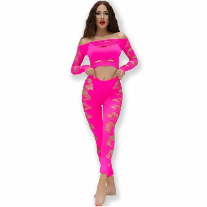 Chilirose CR 4632 õmblusteta topi ja retuuside komplekt – roosa – S/L