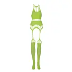 Two Piece Set with Crop Top and Stockings – Neon Green – One Size Photo