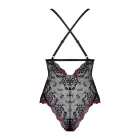 Obsessive Vanessme Lace Bodysuit – Black/Burgundy – L/XL — Photo 4