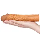 Add 2" Pleasure X Tender Penis Sleeve – TPE penisa paplašinātāja uzmava – brūna — Foto 2