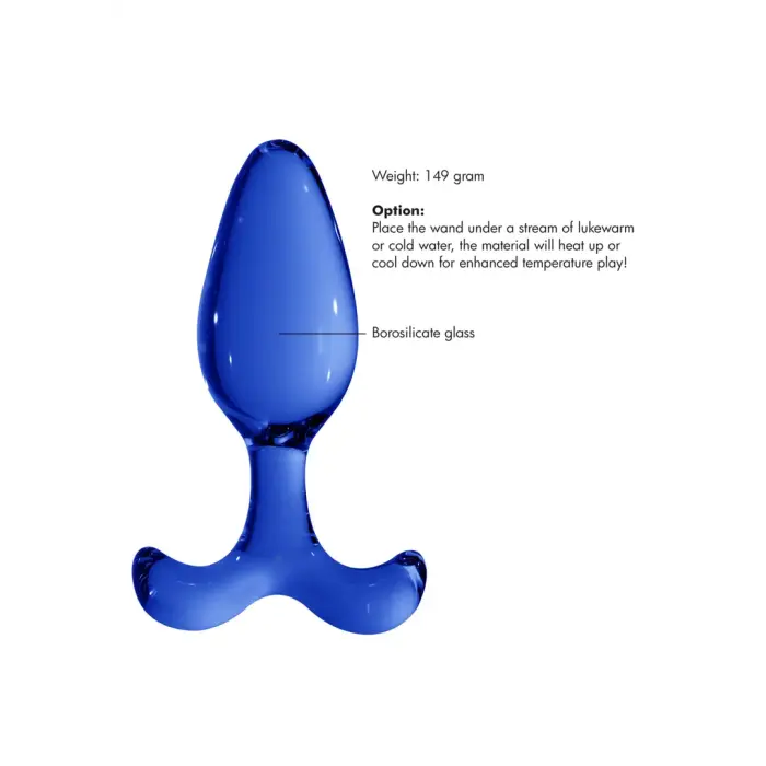 Expert stikla anālais spraudnis – 19 cm – Zils Foto 6