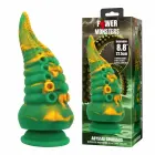 POWER MONSTERS Abyssal Colossus – fantāzijas silikona dildo – taustekļu faktūra, divkrāsu – zaļš un dzeltens – 22,5 cm / Ø 6 cm — Foto 7