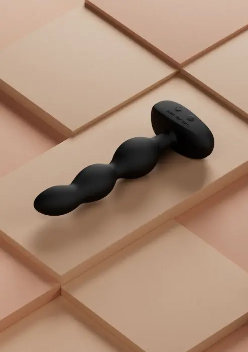 Ridge rotējošas vibrējošas anālo bumbiņu ķēde – 15 cm – Melns Foto 2