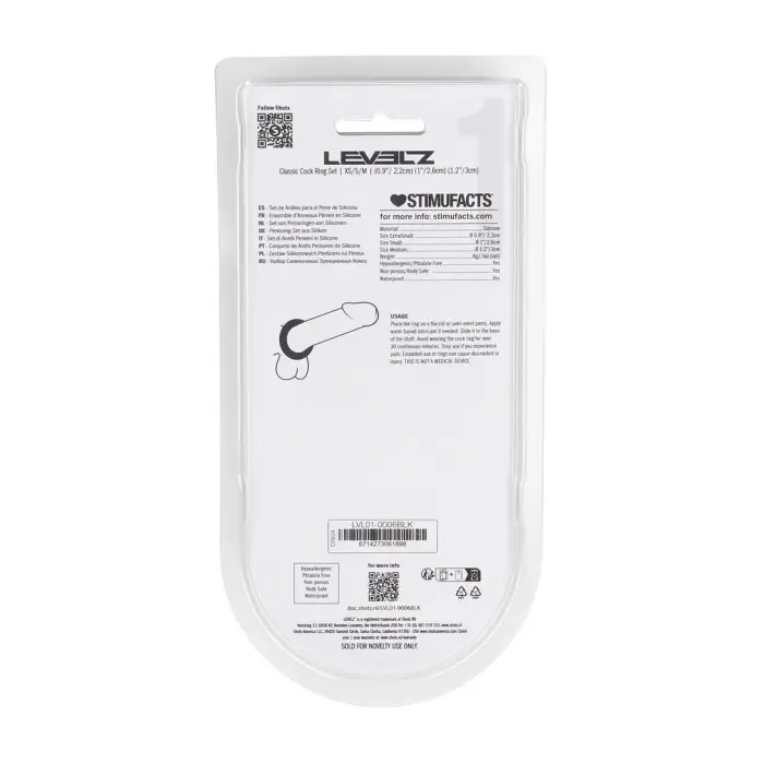 LEVELZ Classic silikona dzimumlocekļa gredzenu komplekts – 3 gab. – melns Foto 2