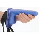 Страпон рельефный дилдо с яичками – 21 cm (8″) – Синий — Фото 9