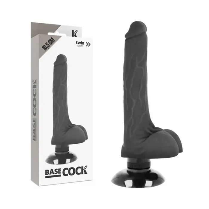 BASECOCK Flexible Vibrating 2-in-1 Vibrator – 18.5 cm (7.3″) – Black