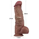 LoveToy – divslāņu silikona dildo XXL – reālistisks liels dildo ar piesūcekni un sēkliniekiem – 26,7 cm (10,5'') — Foto 15