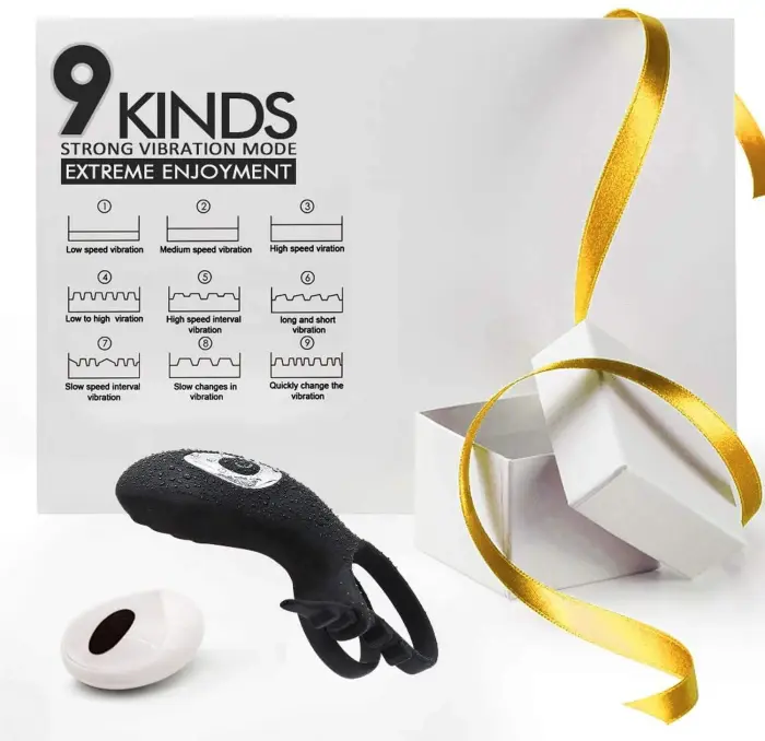 Regulējams dubultais dzimumlocekļa gredzens ar tālvadības pulti Foto 13