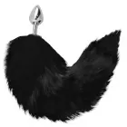 Darkness Silver Intimate Plug 8 cm with Black Faux Fur Tail — Photo 2