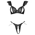 Cottelli LINGERIE кружевной бюстгальтер с разрезами и открытые стринги с цепочками – чёрный – 90B/XL — Фото 9