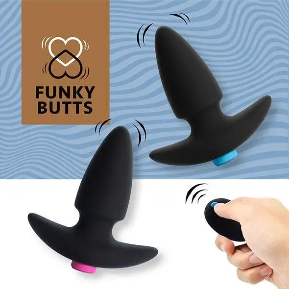 FeelzToys - FunkyButts kaugjuhtimispuldiga anaaltappide komplekt paaridele – 10.6 cm (4.2″) – Must