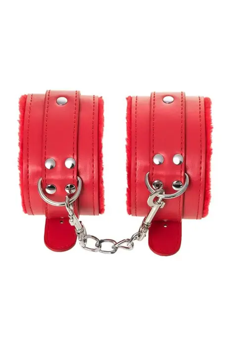Anonymo handcuffs, PU leather, red, 27 cm Photo