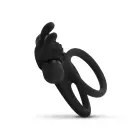 Share Ring - Double Vibrating Cock Ring with Rabbit Ears – 8.5 cm – Black — Photo 6