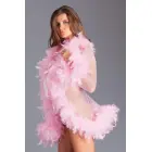 Lux Short Chiffon Robe with Feather Trim – One Size — Photo 2