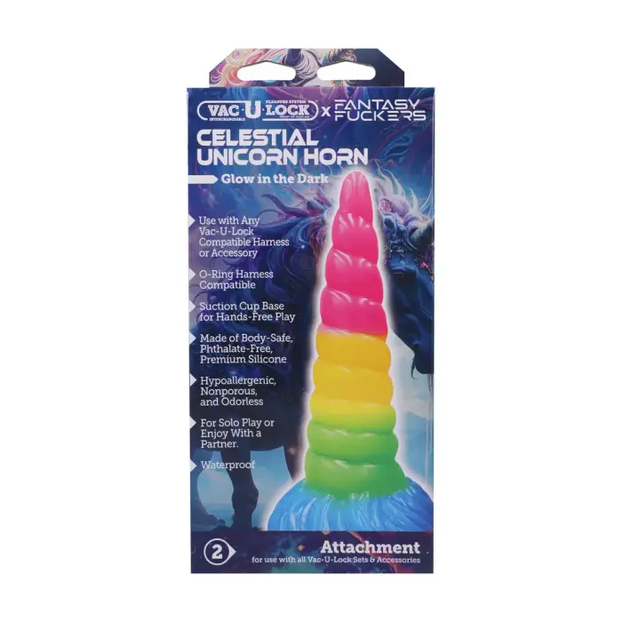 Fantasy Fuckers Celestial Unicorn Horn dildo – 20 cm (8″) – Daudzkrāsains Foto 3