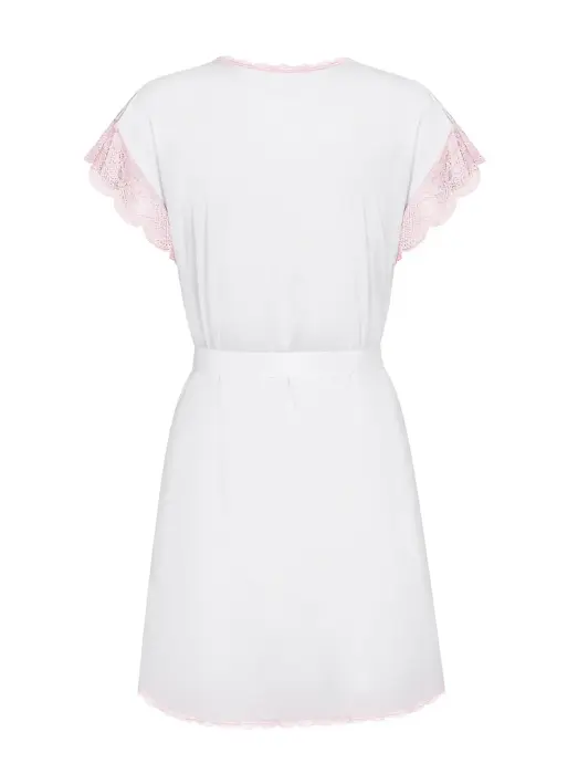 Girlly halāta un stringu komplekts – balts – S/M Foto 8