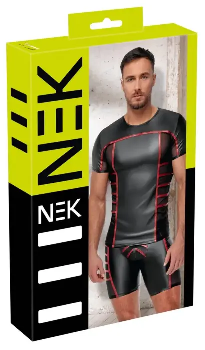 NEK Men's Short Sleeve Shirt – Black/Red – XL
