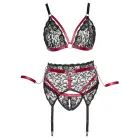 Cottelli BONDAGE Wireless Bra, Suspender Belt and Crotchless Briefs Set – Dark Red / Black – 4 XL — Photo 6