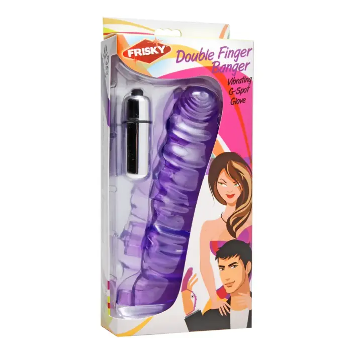 Двойная вибрирующая G-точечная перчатка – 16 cm (6.25″) – фиолетовый