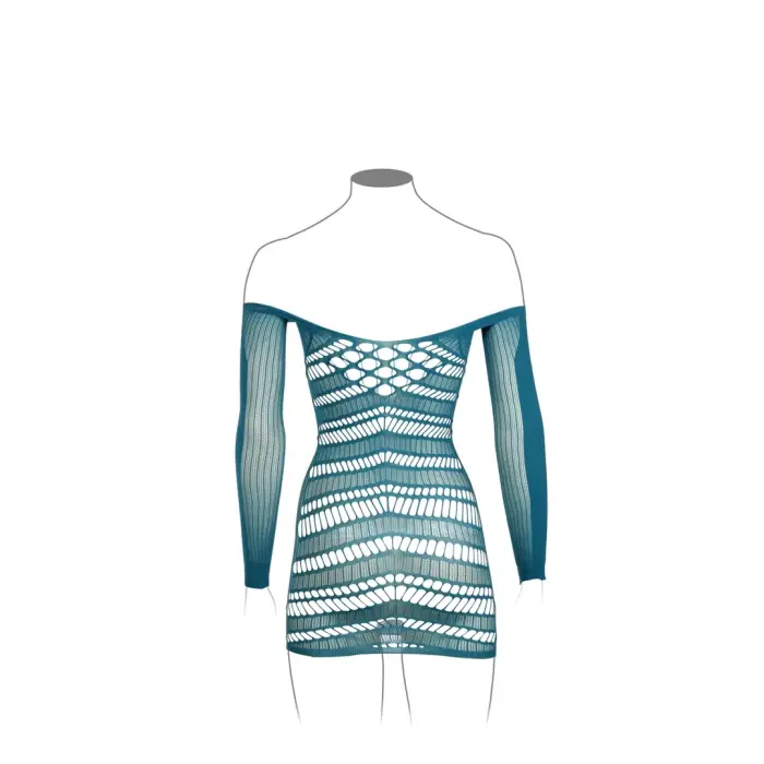 Tīkliņa minikleita ar garām piedurknēm – zila – One Size Foto 7