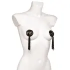 Apaļi krūšu uzlīmju komplekti ar mirdzumu un pomponiem – melni – Viens izmērs Foto 4