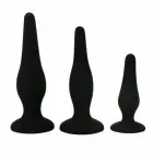 Pretty Love silicone initiation kit – 3 anal plugs with suction cup – black — Photo 3