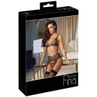 Abierta Fina Mesh Suspender Lingerie Set – Black – M — Photo 1