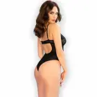 Chilirose CR 4689 Elegant Lace Bodysuit Open Crotch – Black – M — Photo 2