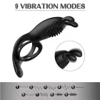Rabbit Vibration Cock Ring with Remote – Black — Photo 7